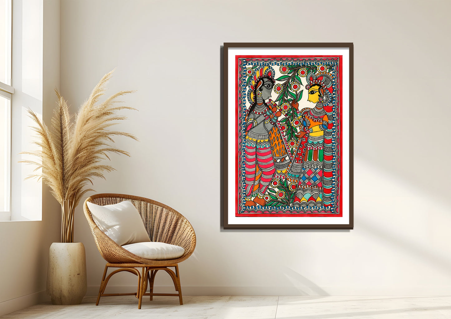 Radha Krishna Madhubani Art Print