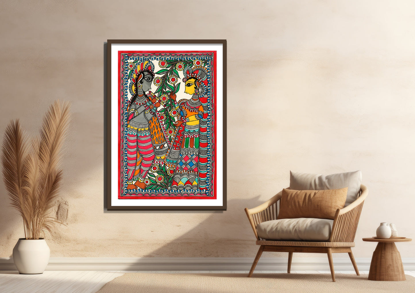 Radha Krishna Madhubani Art Print