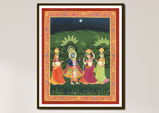 Krishna Rasleela Pichwai Art Print